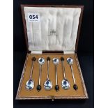 SILVER CASED SET COFFEE BEAN SPOONS