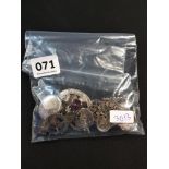 BAG OF ANTIQUE SILVER AND OTHER BROOCHES