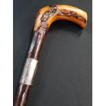 BLACKTHORN WALKING STICK WITH SILVER COLLAR INSCRIBED 'PRESENTED TO SIR JAMES CRAIG BART.DL ON