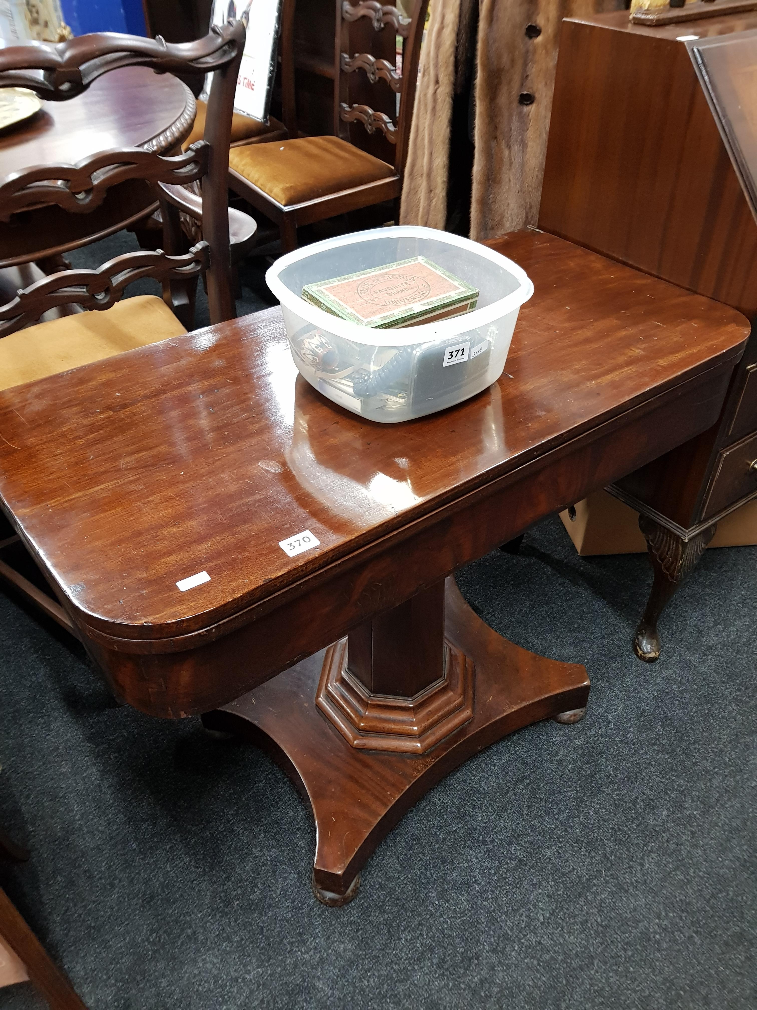 ANTIQUE TURNOVER LEAF CARD TABLE