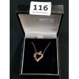 SILVER GILT MULTI GEM HEART PENDANT AND CHAIN