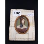 ANTIQUE MINIATURE IN IVORY FRAME