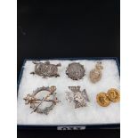6 VICTORIAN SILVER BADGES