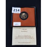 GOLD 25 DOLLAR PROOF EDITION ISSUED TO COMMEMORATE THE 25TH WEDDING ANNIVERSARY OF QUEEN ELIZABETH