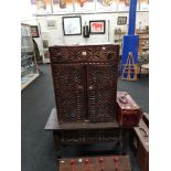 CARVED CABINET AND STAND