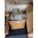 BOX LOT OF GLASS AND CHINA