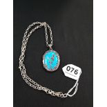 SILVER AND TURQUOISE PENDANT ON SILVER CHAIN