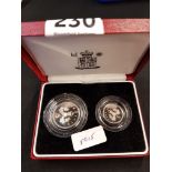 1990 SILVER PROOF FIVE PENCE, TWO COIN SET