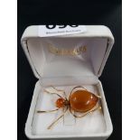 AMBER SPIDER BROOCH