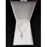 SILVER GEM STONE CROSS