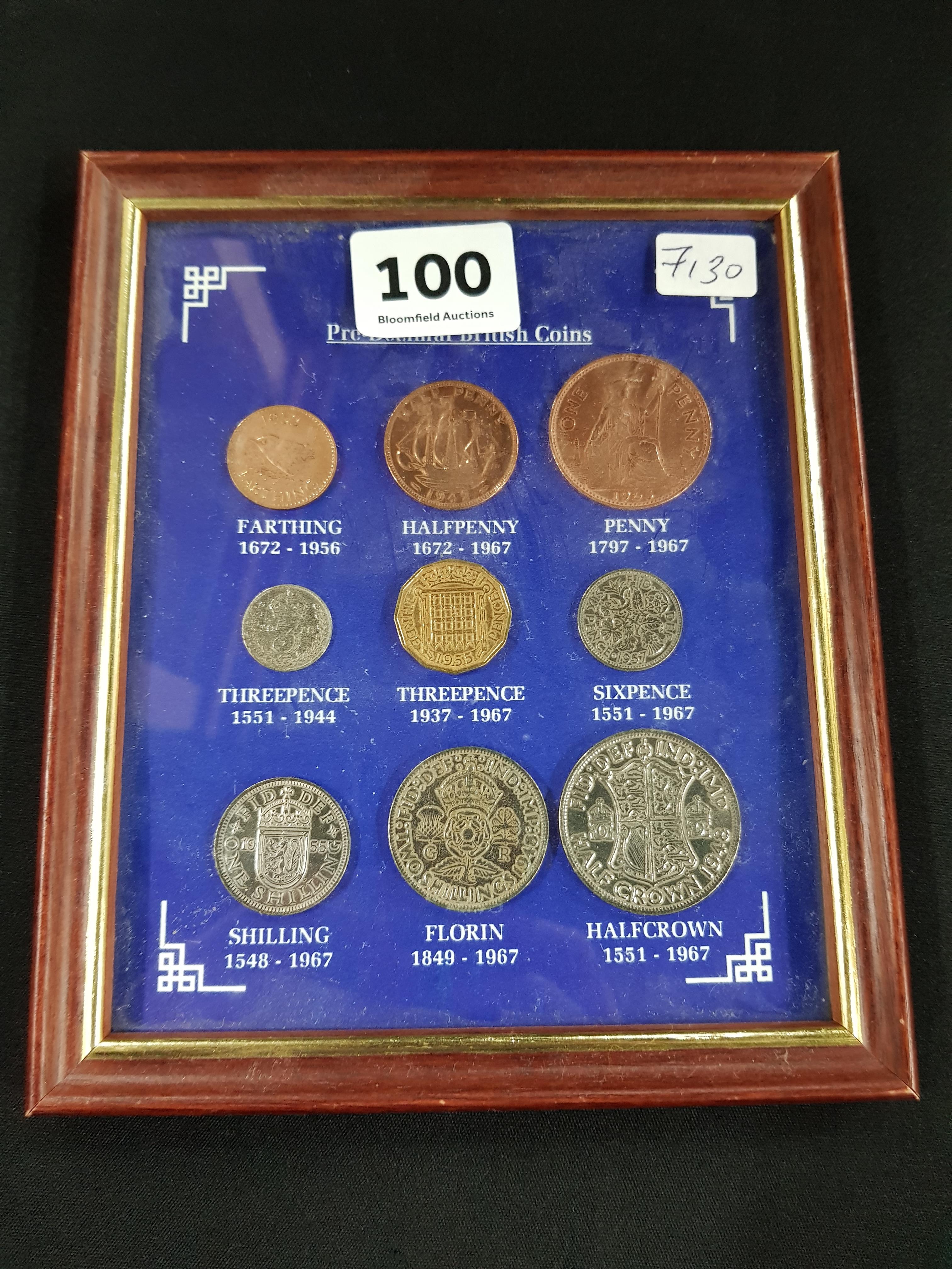 FRAMED PRE-DECIMAL COIN SET