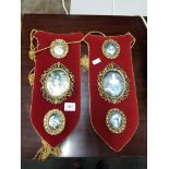 PAIR OF CAMEO PICTURES ON BANNERS