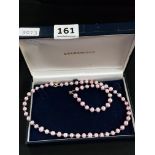 SILVER CLASP REAL PINK PEARL NECKLACE & BRACELET