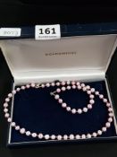 SILVER CLASP REAL PINK PEARL NECKLACE & BRACELET