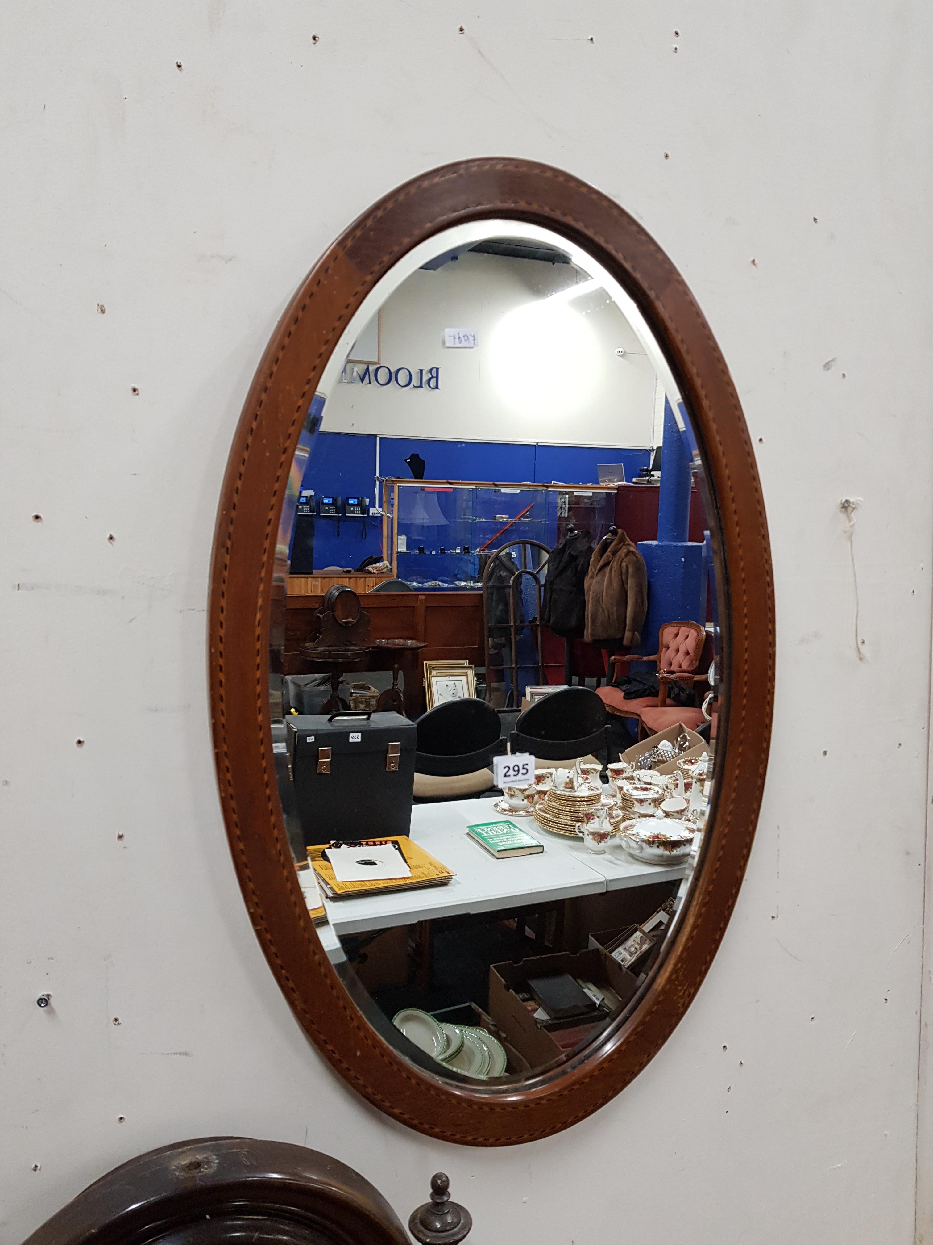 EDWARDIAN INLAID OVAL MIRROR