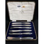 CASED ART DECO SILVER HANDLED BUTTER KNIVES 1898