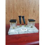 ART DECO INKWELL SET ON MARBLE BASE