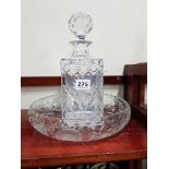 CUT GLASS BOWL & GLASS DECANTER