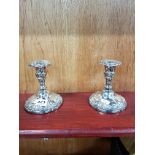 PAIR OF PLATED CANDLESTICKS