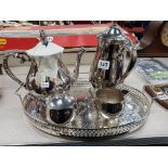 SILVER PLATE TEA SERVICE ON TRAY