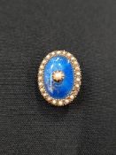 GOLD ENAMEL GUILLOCHE AND SEED PEARL BROOCH