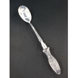 SILVER AND CUT GLASS SERVING SPOON