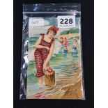 4 ANTIQUE 1920'S RUSSIAN POSTCARDS OF LADIES IN PERIOD SWIMSUITS AT THE BEACH