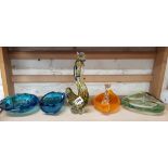 5 PIECES OF HERAVY COLOURED GLASS