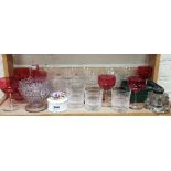 LARGE QUANTITY OF GLASSWARE TO INCLUDE RUBY GLASS