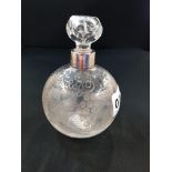 EDWARDIAN SILVER MOUNTED ETCHED BOTTLE