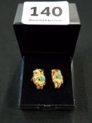 PAIR OF 18K TURQUOISE SET EARRINGS (ANTIQUE)