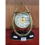 SUPERB ANTIQUE BRASS HORSES HOLTER CLOCK WITH FRENCH MOVEMENT IN WORKING ORDER