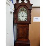 VICTORIAN MAHOGANY LONG CASED CLOCK WITH WEIGHTS & PENDULUM