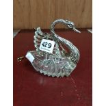 SILVER SWAN & CUT GLASS BON BON DISH