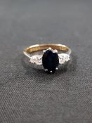 18K GOLD SAPPHIRE AND DIAMOND RING