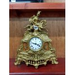 LARGE ORNATE BRASS MANTLE CLOCK