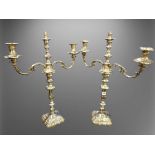 PAIR OF GEORGIAN SILVER CANDLEABRA, DATE 1828 BY JOHN AND THOMAS SEFFLE GUNN CO , 135 ounces each