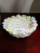 SMALL BELLEEK WOVEN FLOWER BASKET