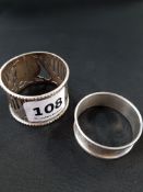 2 SOLID SILVER NAPKIN RINGS