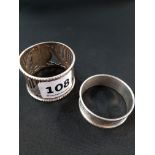 2 SOLID SILVER NAPKIN RINGS