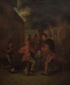 ANTIQUE OIL ON CANVAS - UNSIGNED - THE FIDDLE PLAYER 10' X 8'