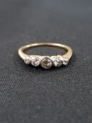 18 CT 5 STONE DIAMOND ART DECO RING