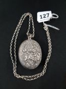 ORNATE ASIAN SILVER LOCKET ON SILVER CHAIN