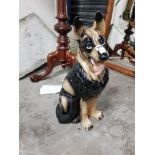 VINTAGE LARGE POTTERY FIGURE OF A GERMAN SHEPHERD DOG