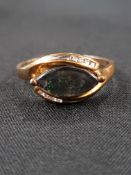9CT GOLD DOUBLETTE OPAL AND DIAMOND RING