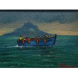 JAMES DOWNIE - OIL ON CANVAS - THE BOAT TRIP 18' X 22'