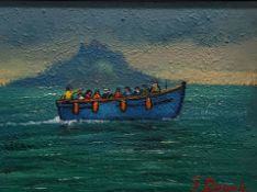 JAMES DOWNIE - OIL ON CANVAS - THE BOAT TRIP 18' X 22'