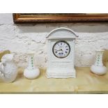 BELLEEK CLOCK AND 3 OTHER BELLEEK ITEMS