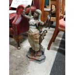 LARGE ANTIQUE SPELTER FIGURE STICK STAND