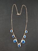 VICTORIAN 14CT GOLD AND BLUE STONE NECKLACE